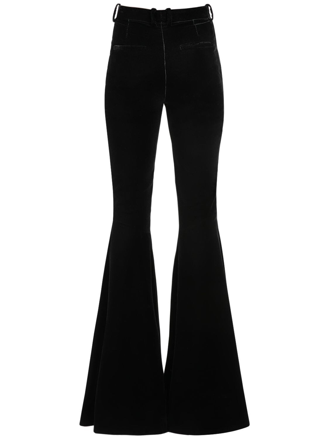 Shop Saint Laurent Velvet Flared Pants In Black