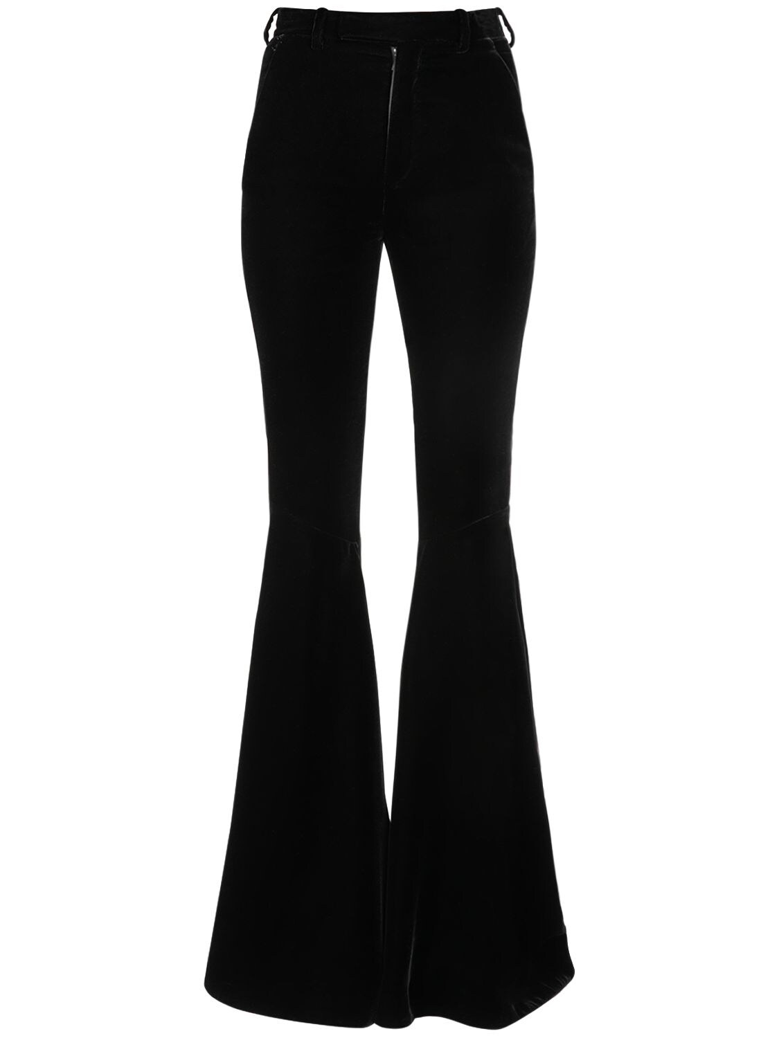 Saint Laurent Velvet Flared Pants In Black