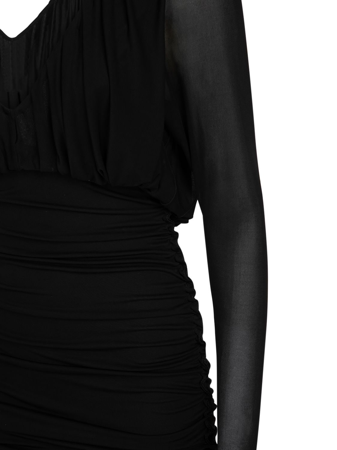 Shop Saint Laurent Cupro Mini Dress In Black