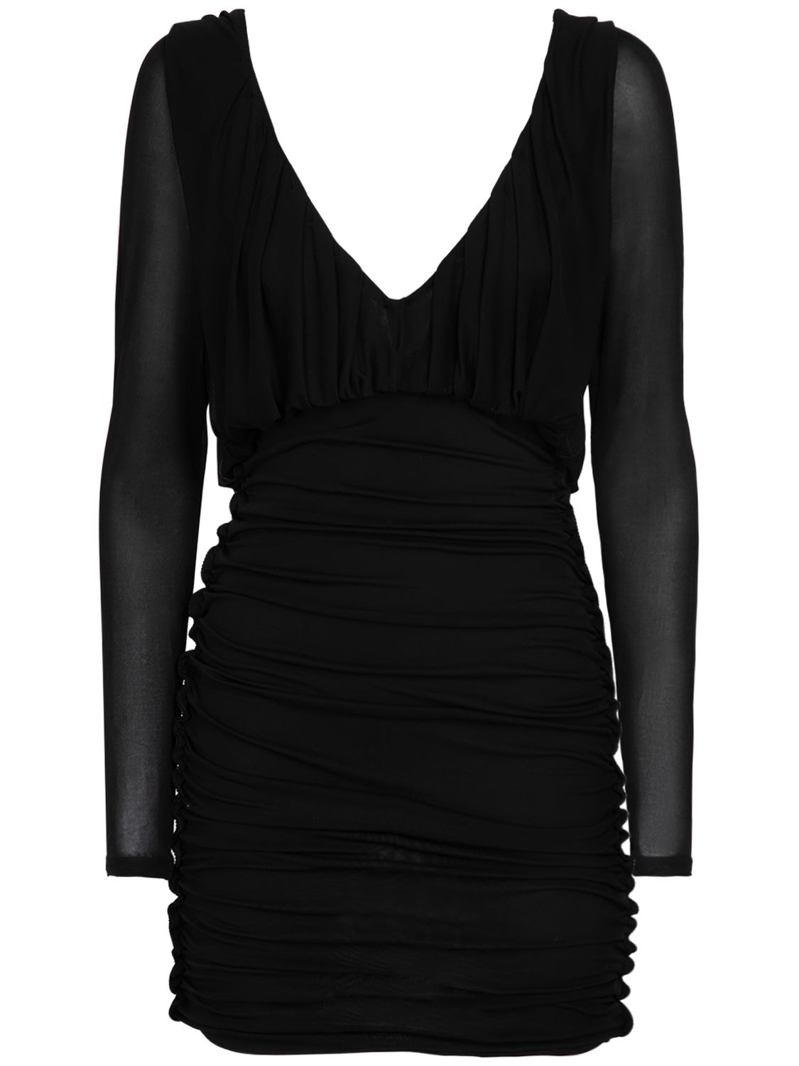 Shop Saint Laurent Cupro Mini Dress In Black