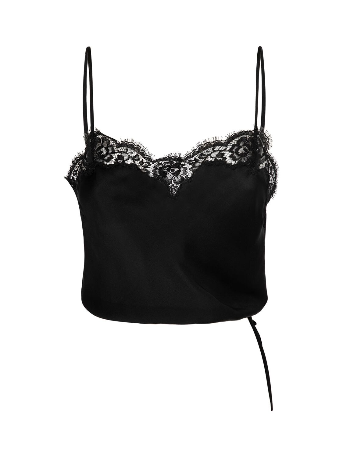 Shop Saint Laurent Silk & Lace Top In Black