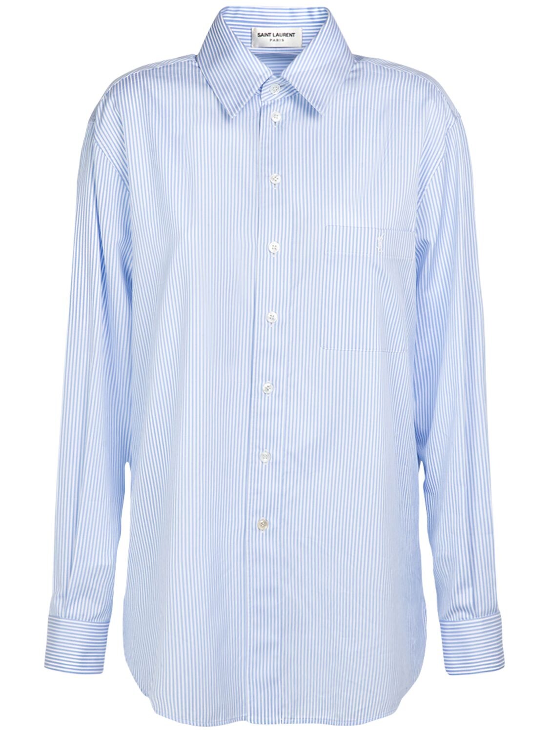 Shop Saint Laurent Cotton Shirt In Sky Blue