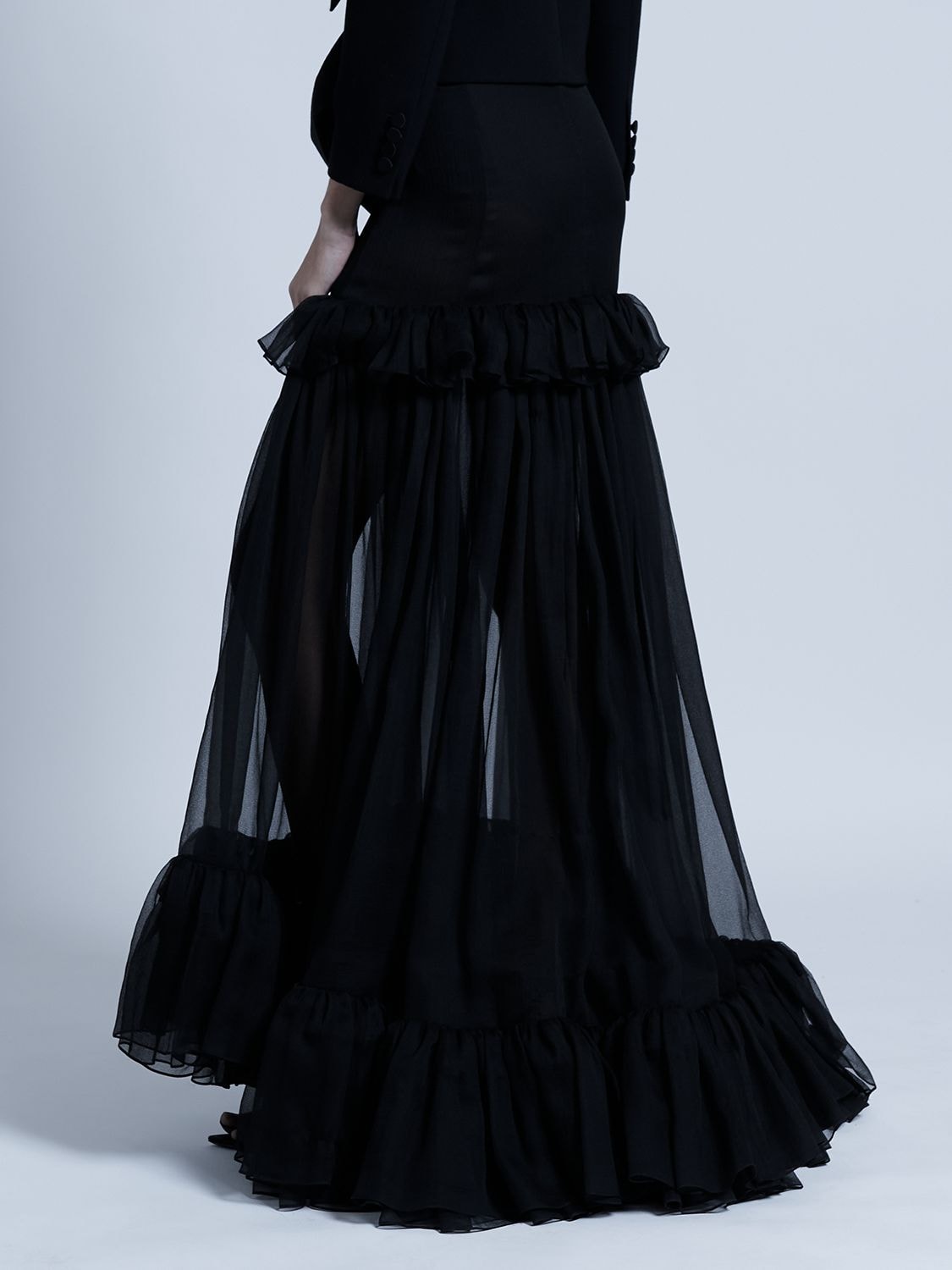 Shop Saint Laurent Silk Skirt In Black
