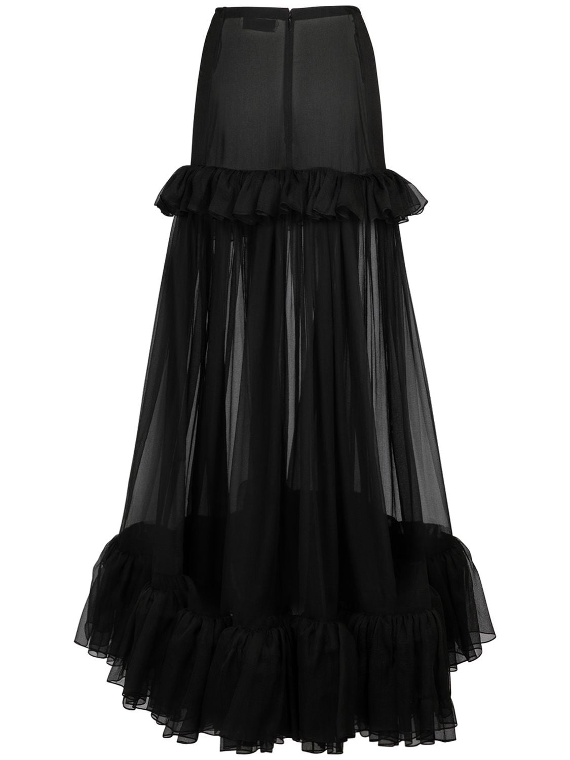 Shop Saint Laurent Silk Skirt In Black