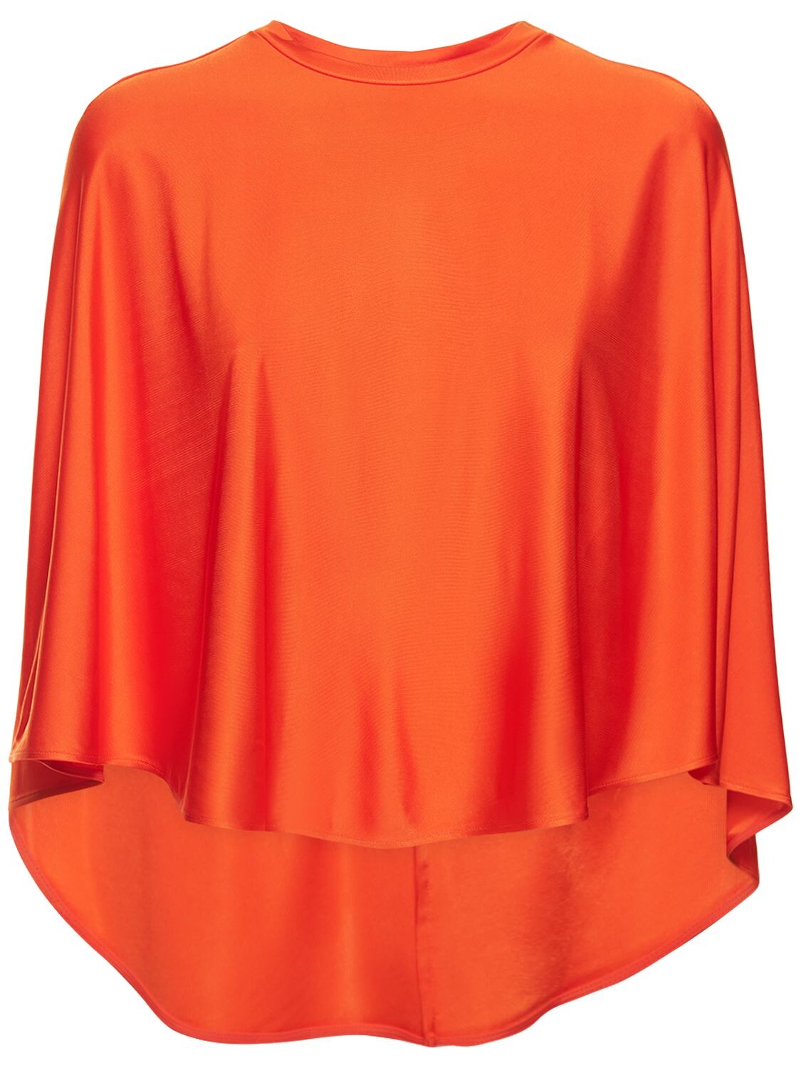 Draped Fluid Viscose Satin Cape Top – WOMEN > CLOTHING > TOPS