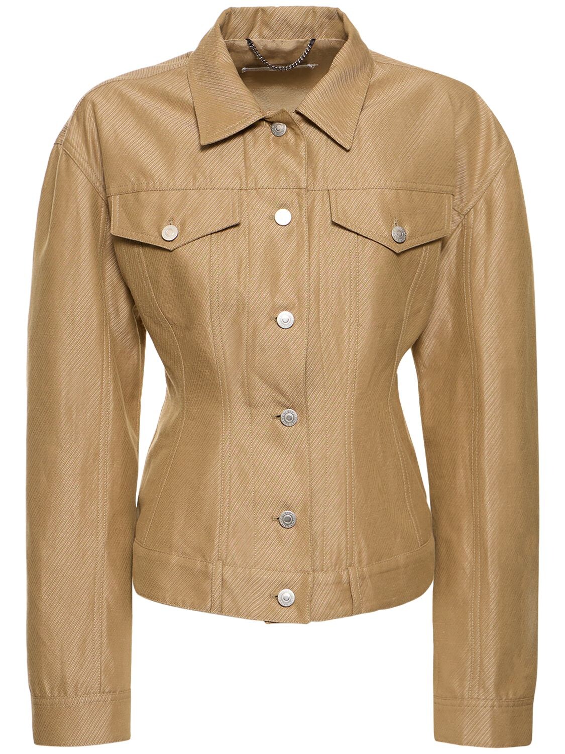 Buttoned Twill Fitted Jacket