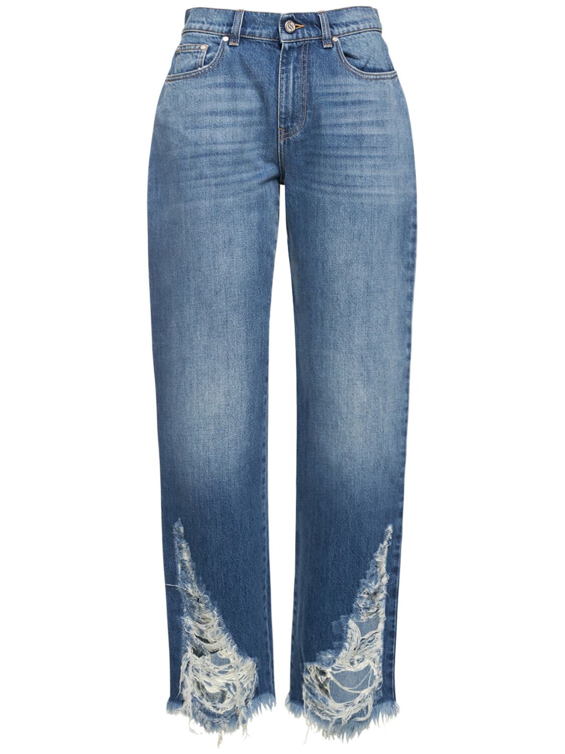 STELLA MCCARTNEY Low Rise Distressed Cotton Denim Jeans