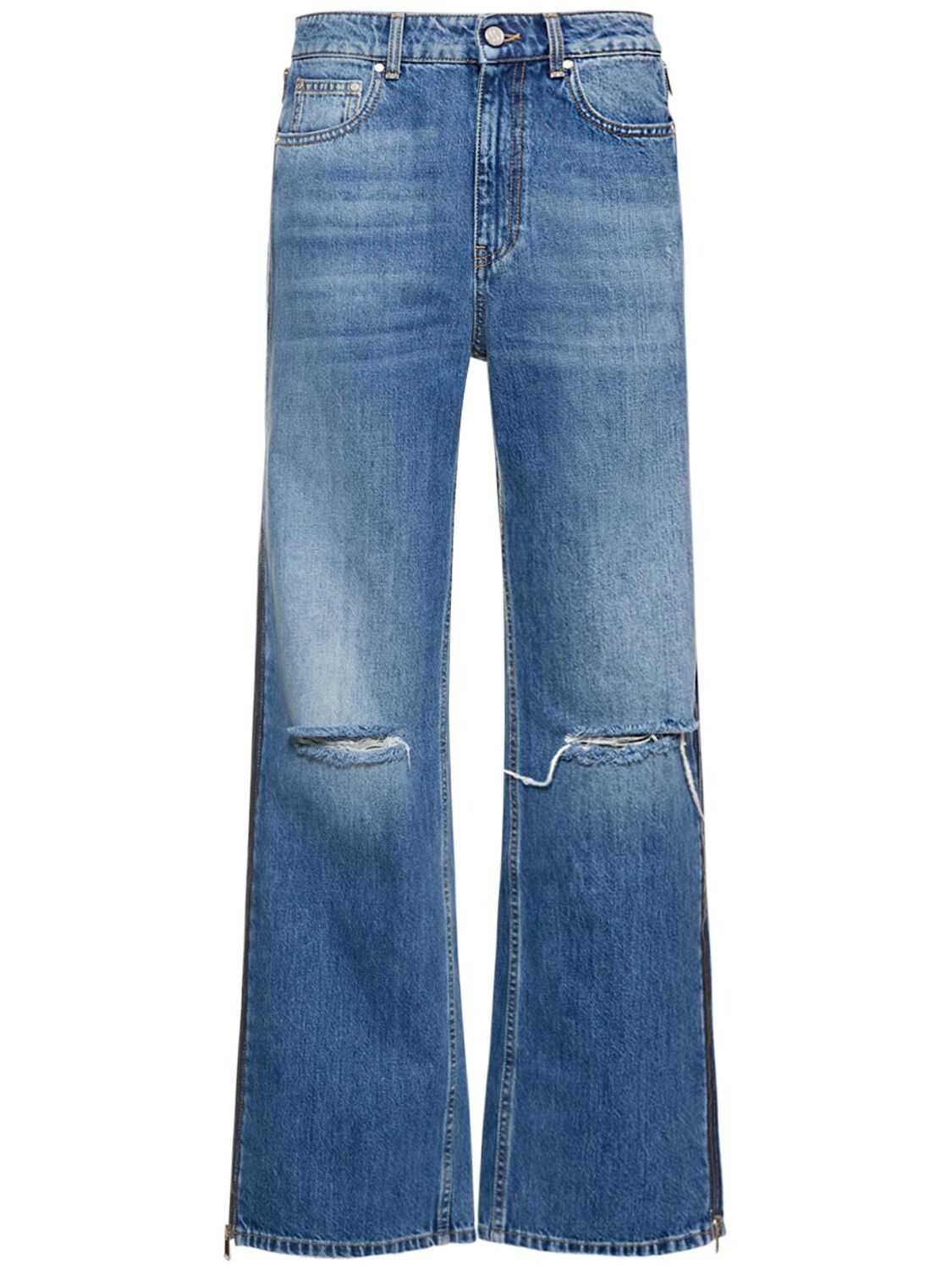 Low Rise Distressed Denim Wide Jeans – WOMEN > CLOTHING > JEANS