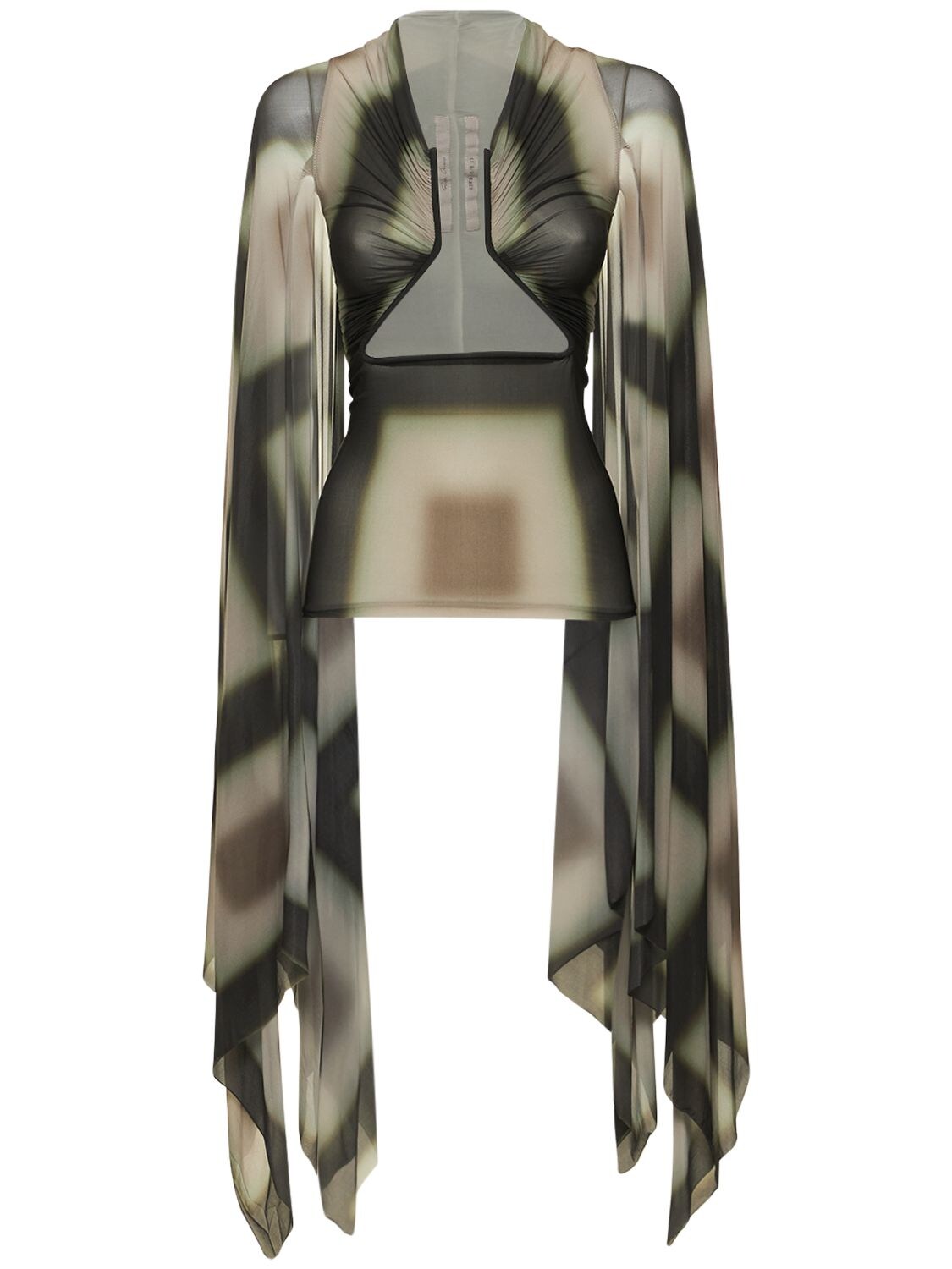 Rick Owens Printed Stretch Cupro Prong Top In Multi