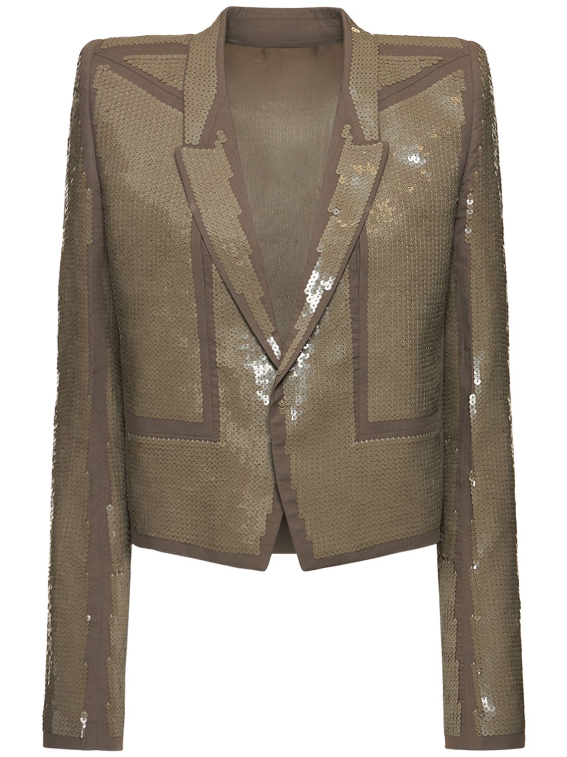 Rick Owens Sequinned-embellished Cropped Jacket In Dust