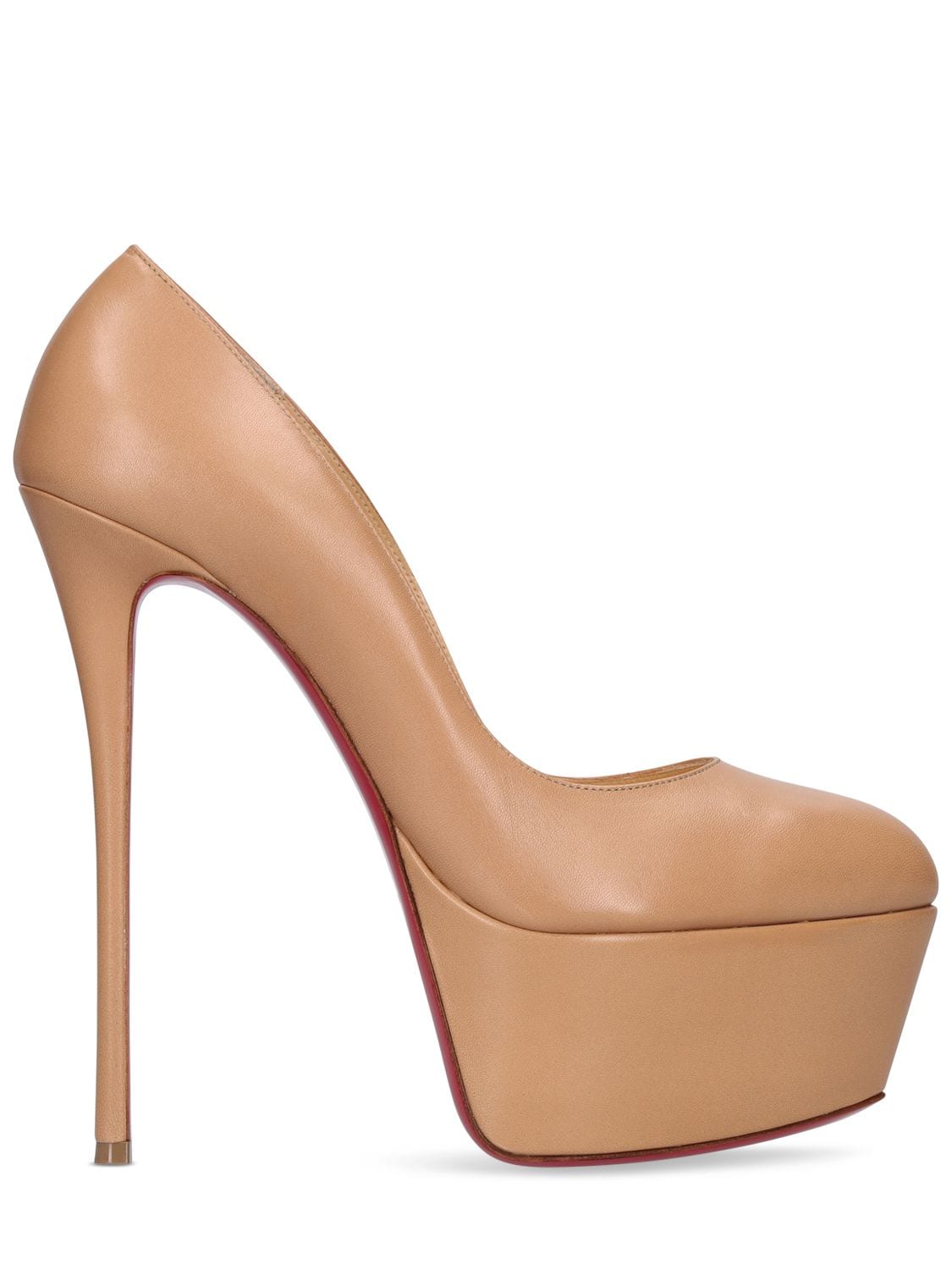 Shop Christian Louboutin 160mm Dolly Leather Platform Pumps In Nude