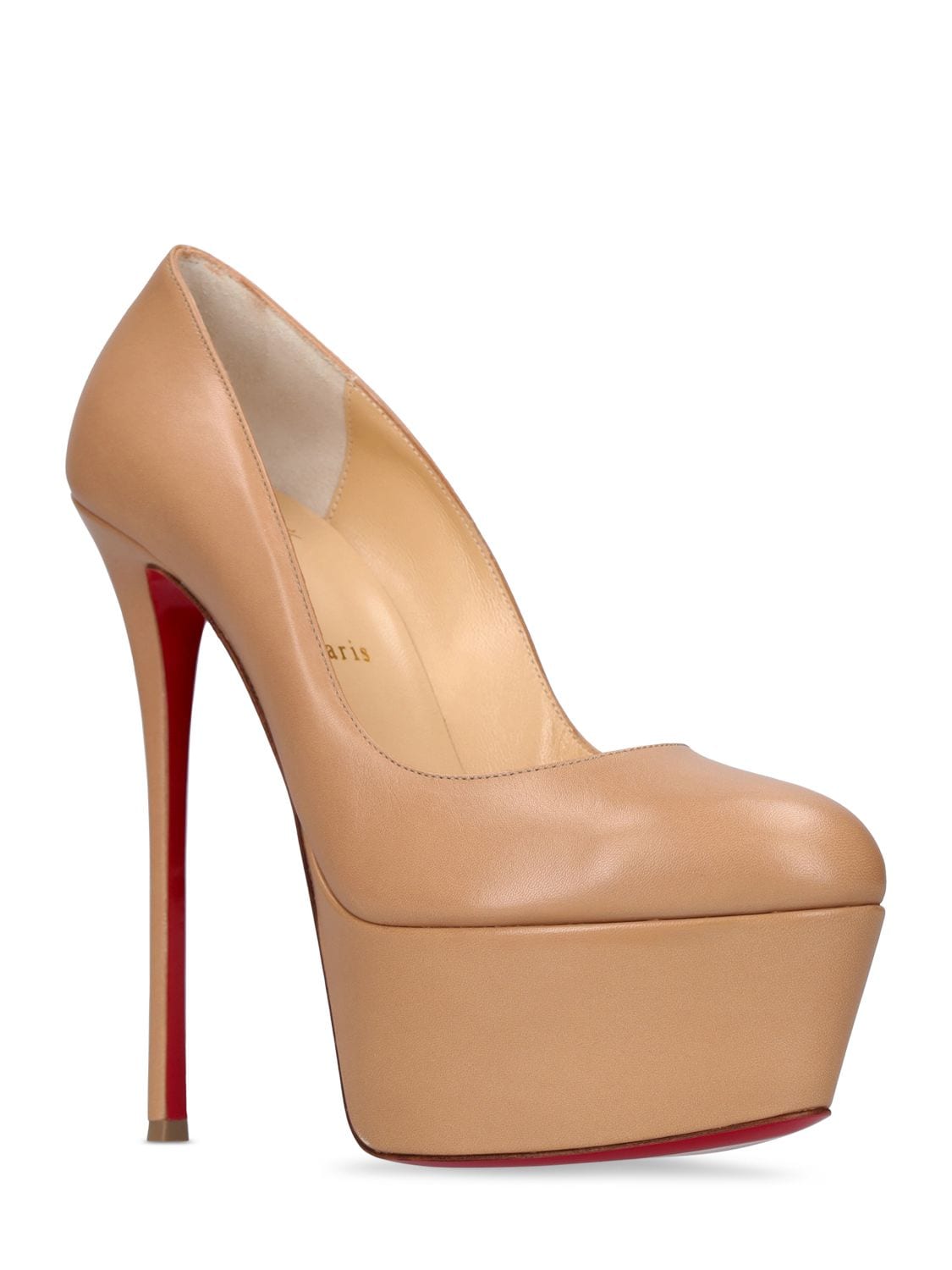 Shop Christian Louboutin 160mm Dolly Leather Platform Pumps In Nude