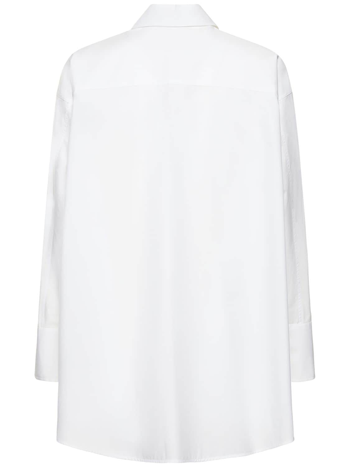 Shop Valentino Cotton Poplin Oversized Shirt In Optic White