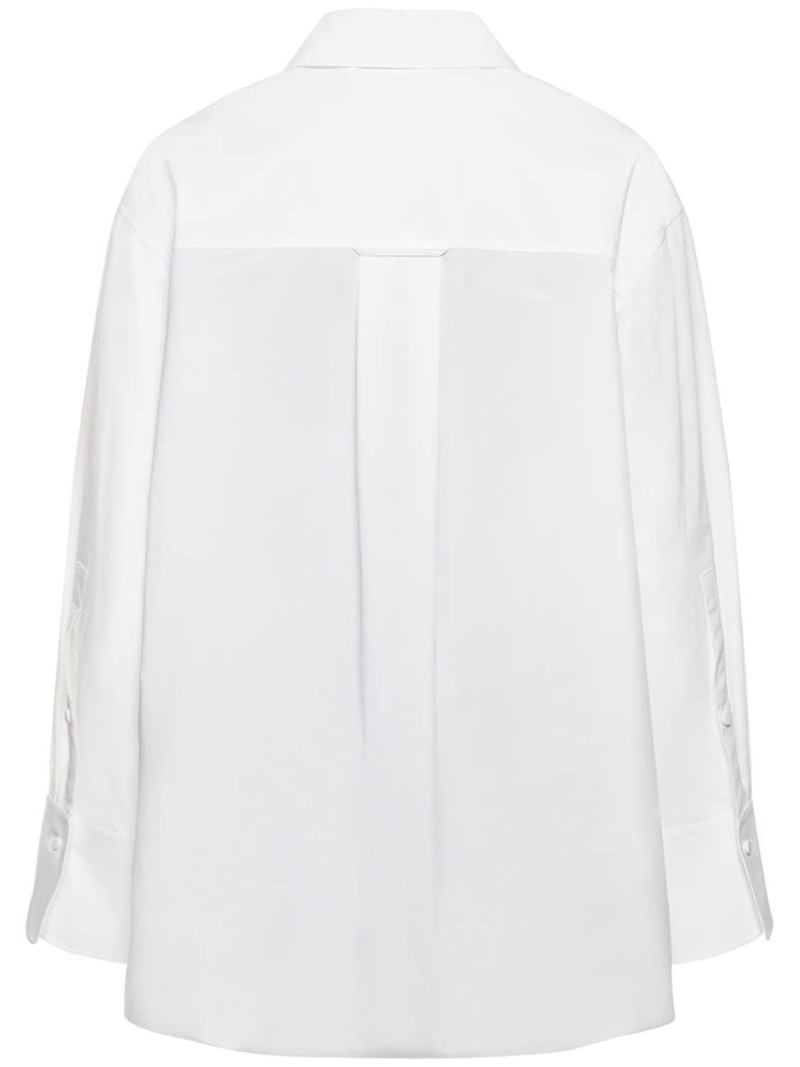 Valentino White Long-sleeve Cotton Shirt Minidress In White,brown