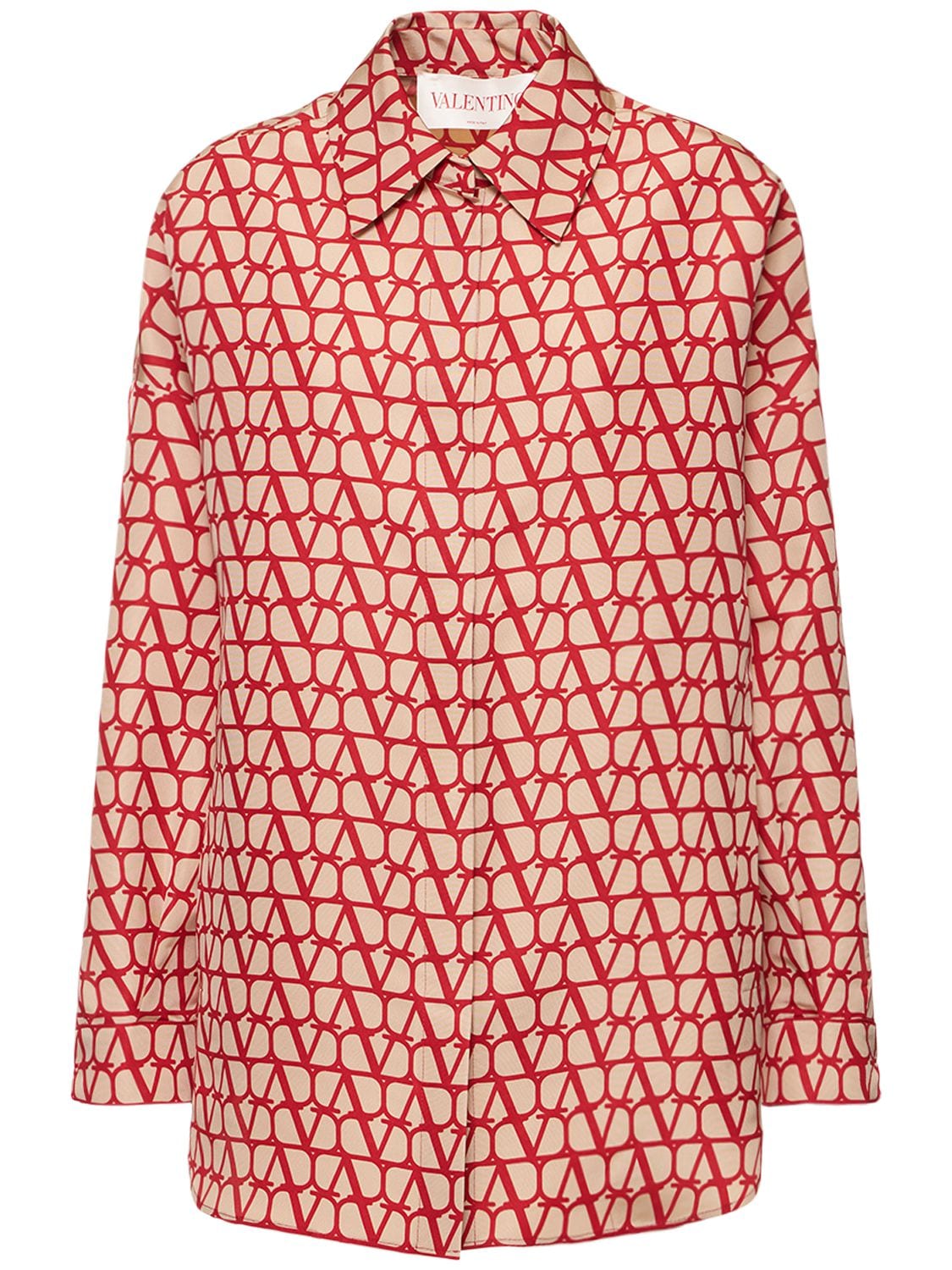 Valentino Toile Iconographe Oversize Silk Jacket In Sand,red