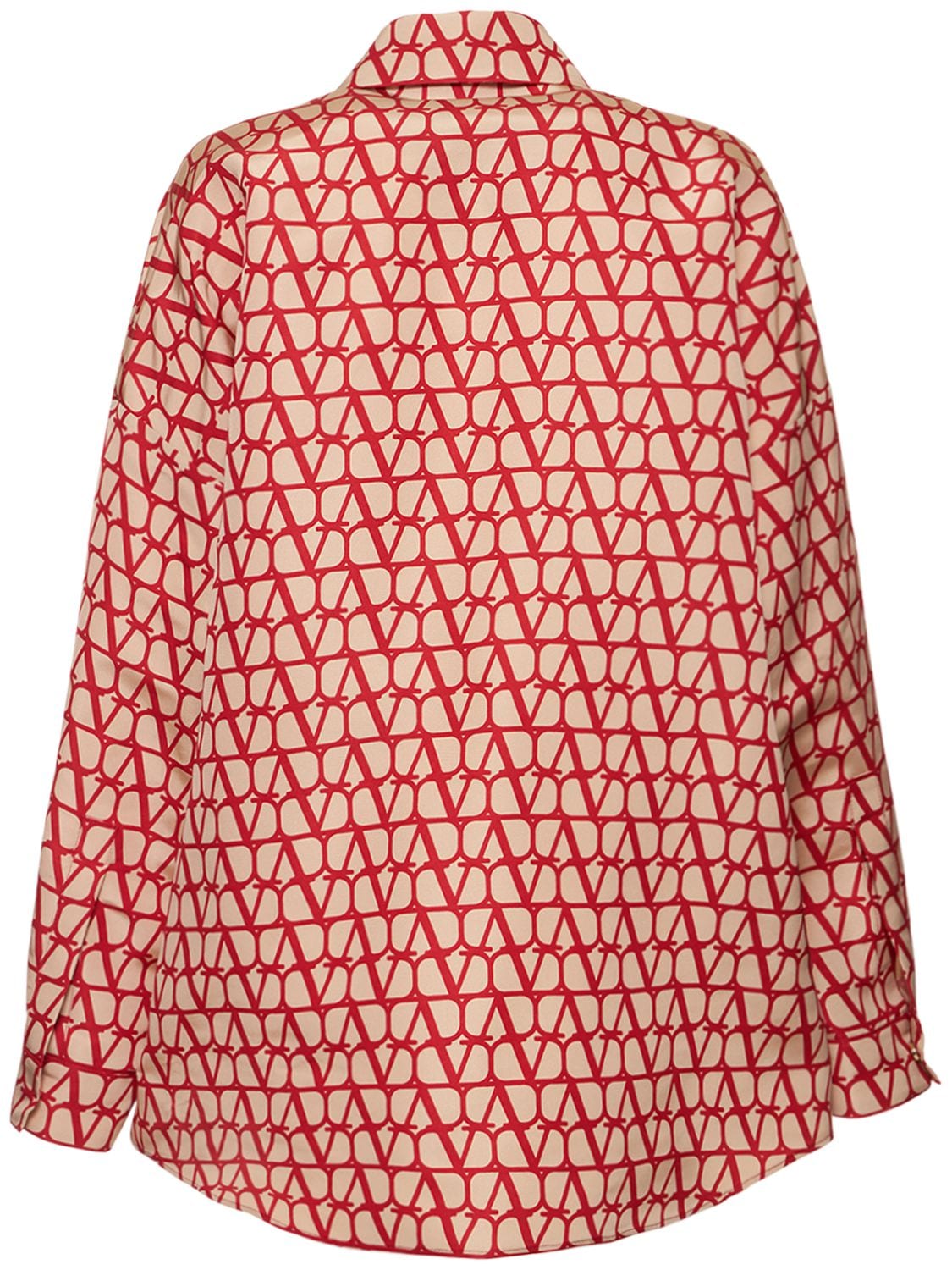 Valentino Toile Iconographe Oversize Silk Jacket In Sand,red