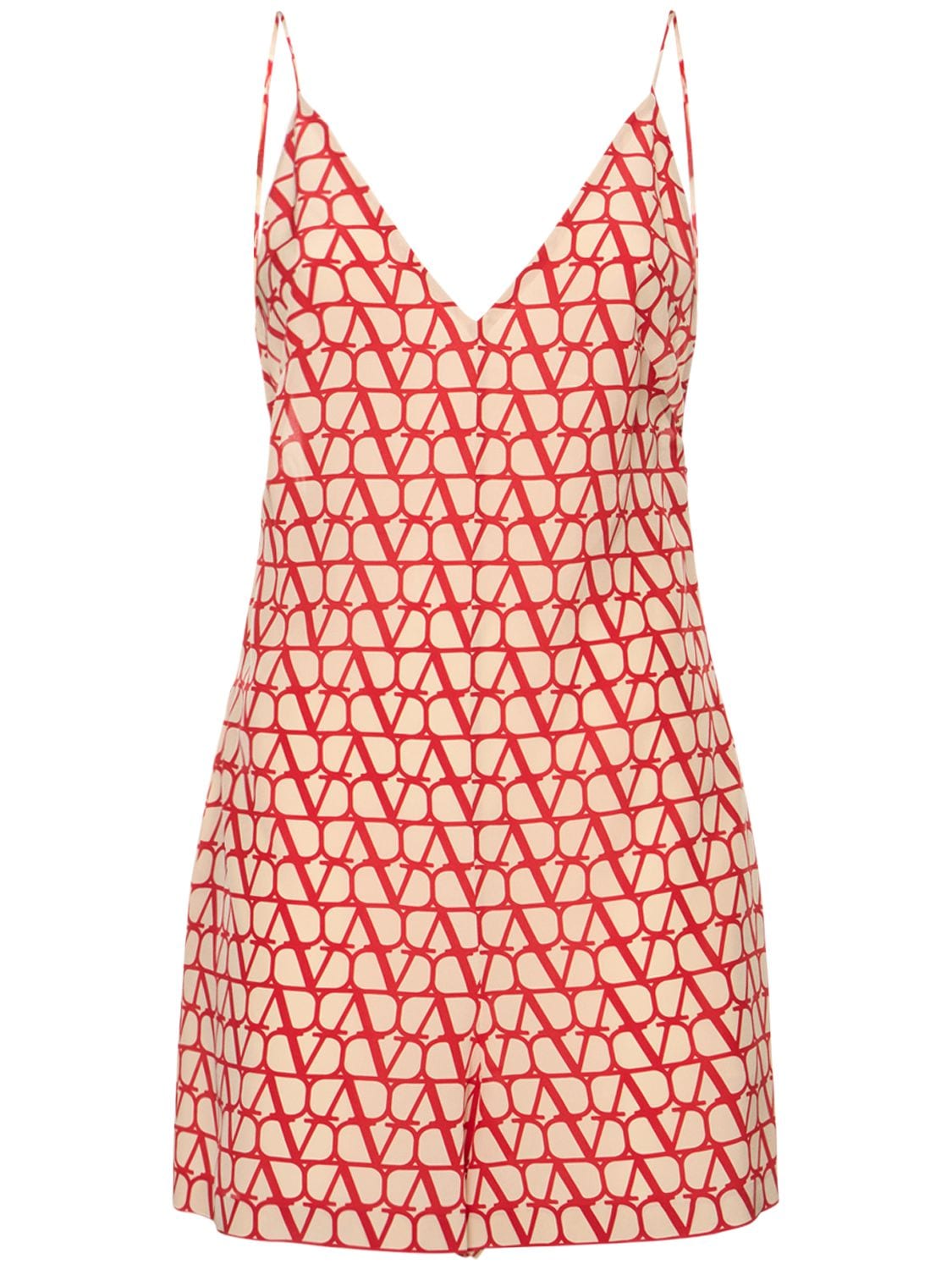 Valentino Toile Iconographe Silk Crepe Jumpsuit In Neutrals