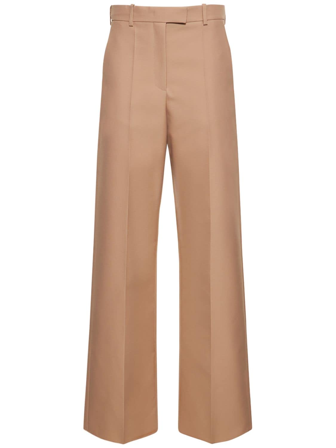 Valentino Techno Weave Mid Rise Wide Leg Pants In Sand