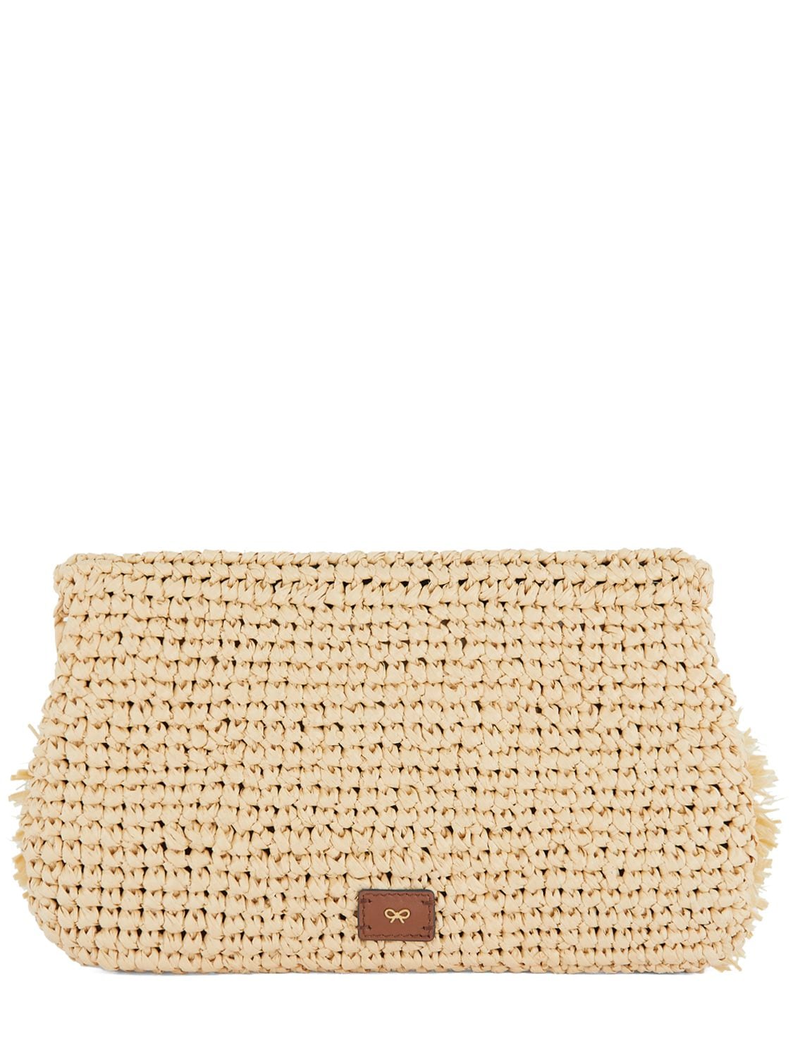 Shop Anya Hindmarch Bow Straw Clutch In Natural