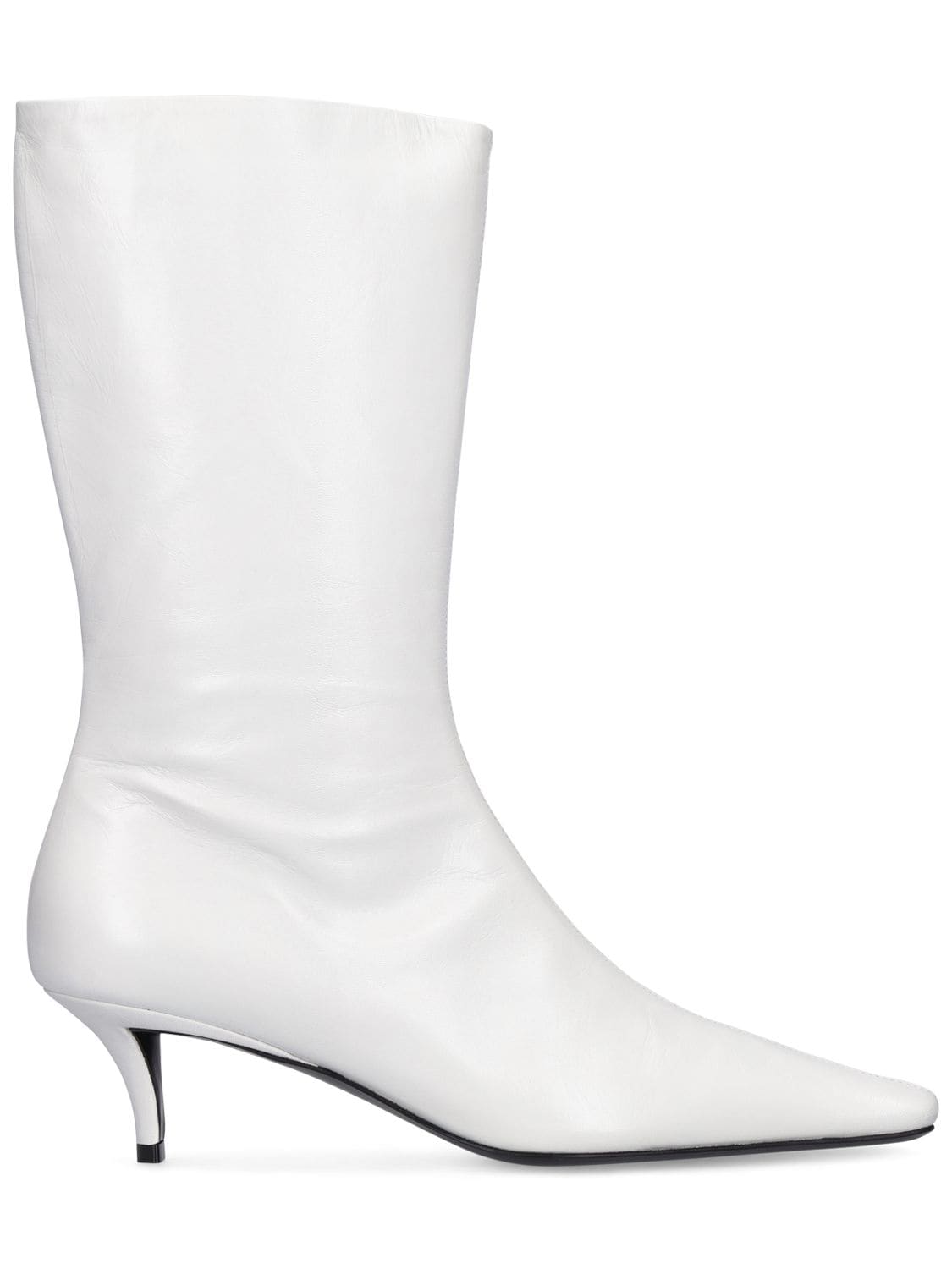 Jil Sander 50mm Leather Ankle Boots In White