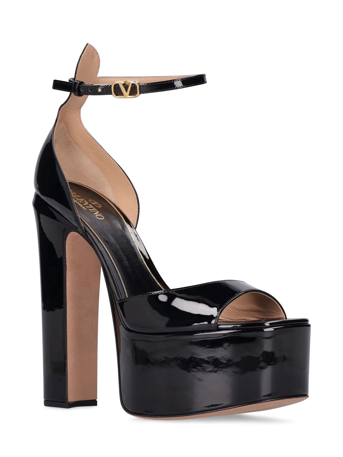 Valentino Garavani Tan-go Platform Patent Leather Sandal 155mm for Woman in  Black
