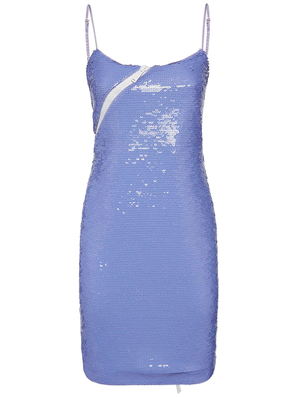 Dsquared2 Sequined Tulle Mini Dress In Blue | ModeSens