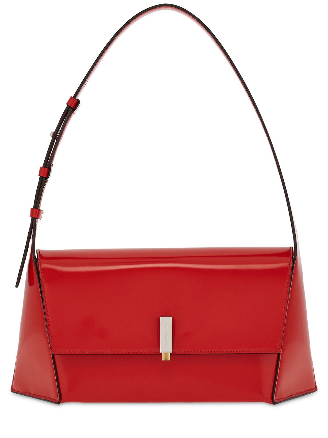 Ferragamo Prisma Leather Shoulder Bag In Red | ModeSens