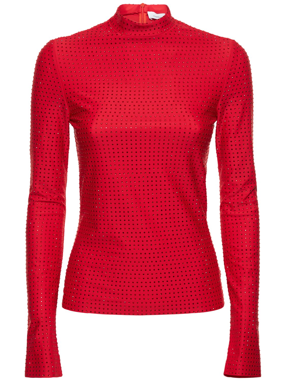 Jersey Crystal Embellished Turtleneck – WOMEN > CLOTHING > TOPS