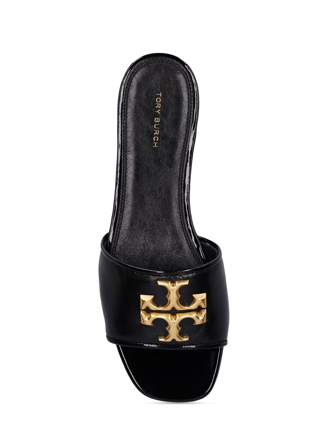Shop Tory Burch 10mm Eleanor Leather Slide Sandals In Black