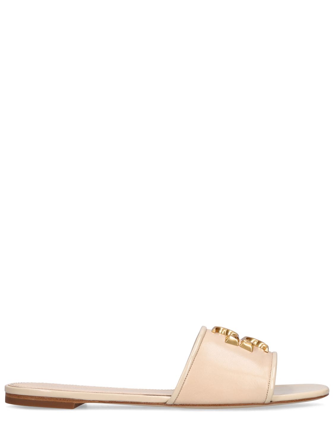 Tory Burch 10mm Eleanor Leather Slide Sandals In Cream