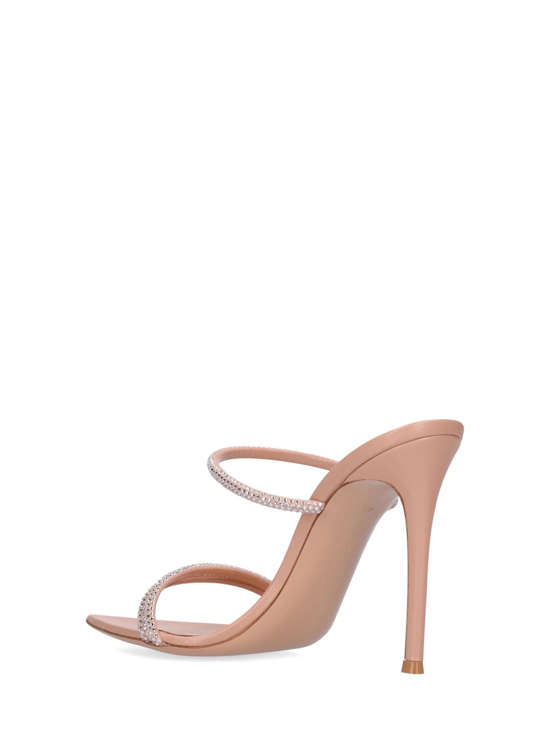 Shop Gianvito Rossi 105mm Cannes Crystal & Leather Sandals In Nude