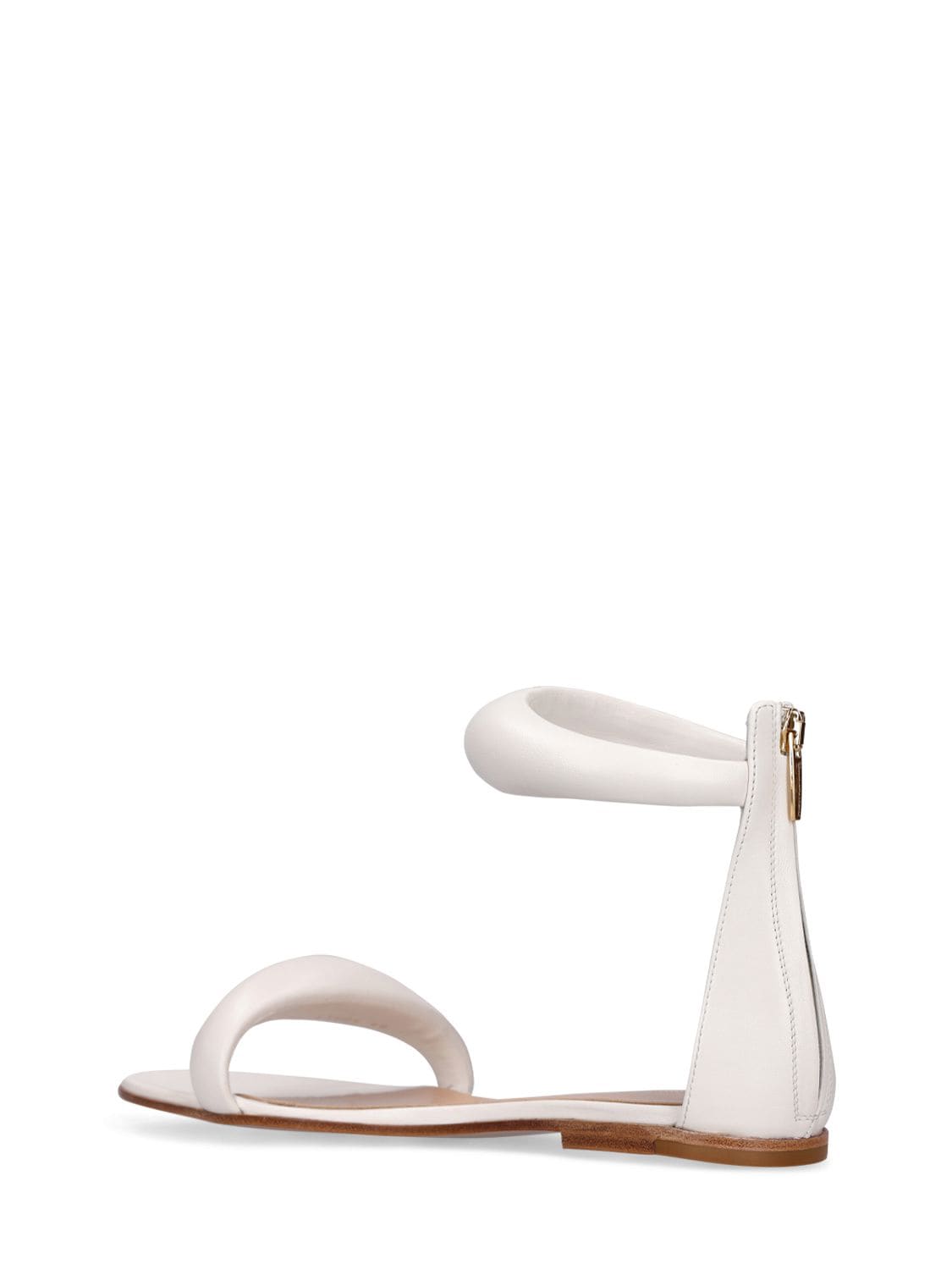 Shop Gianvito Rossi 10mm Bijoux Padded Leather Flats In White