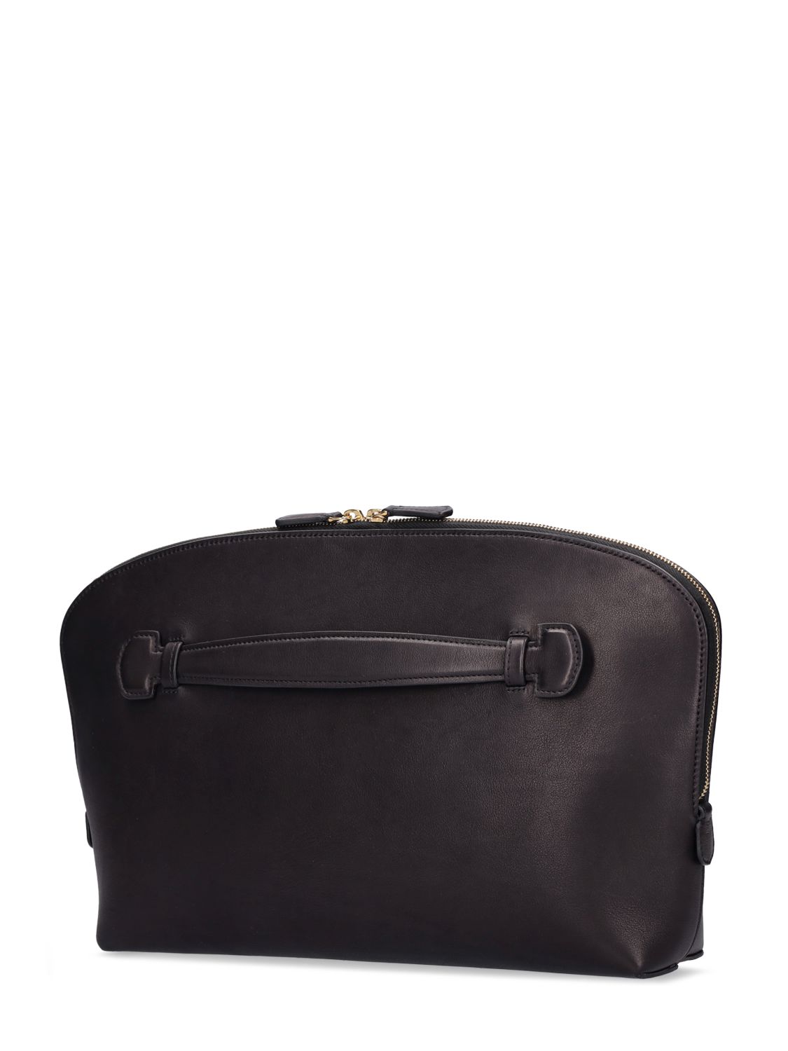 The Row Ellie Saddle Leather Clutch Bag In Black ModeSens