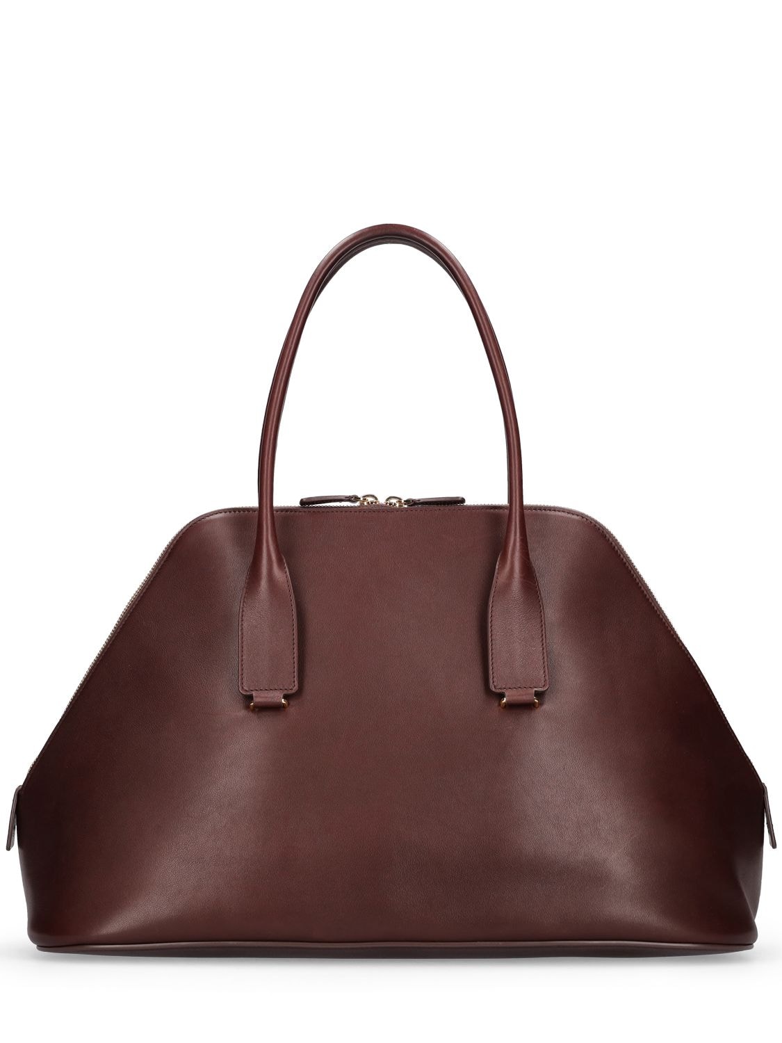 The Row Devon Saddle Leather Top Handle Bag In Burgundy
