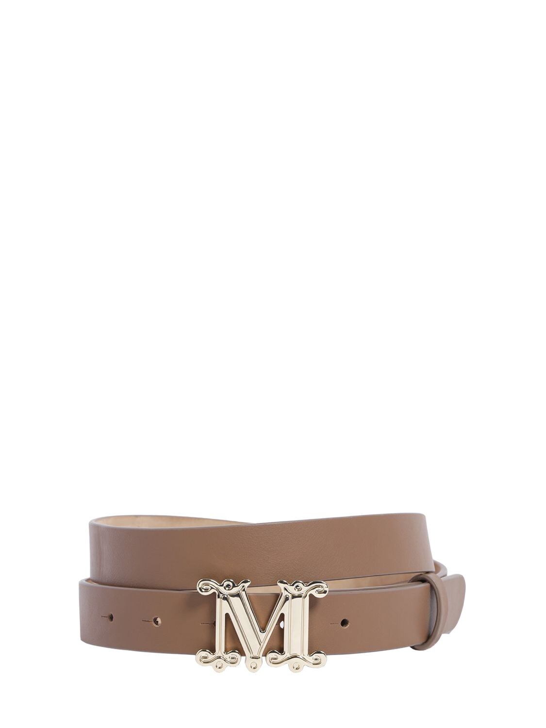 Max Mara Mgraziata25 Leather Belt In Noisette