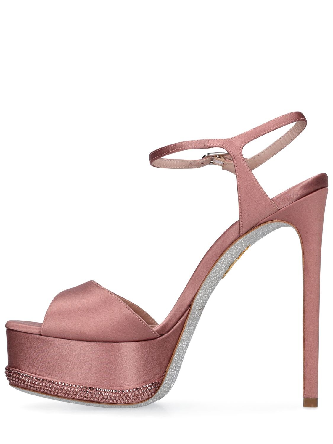 RENÉ CAOVILLA 130MM SATIN HIGH HEEL SANDALS 