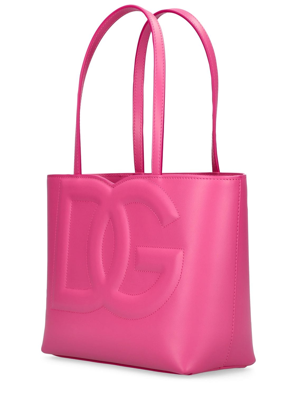 Shop Dolce & Gabbana Small Dg Logo Leather Tote Bag In Glicine