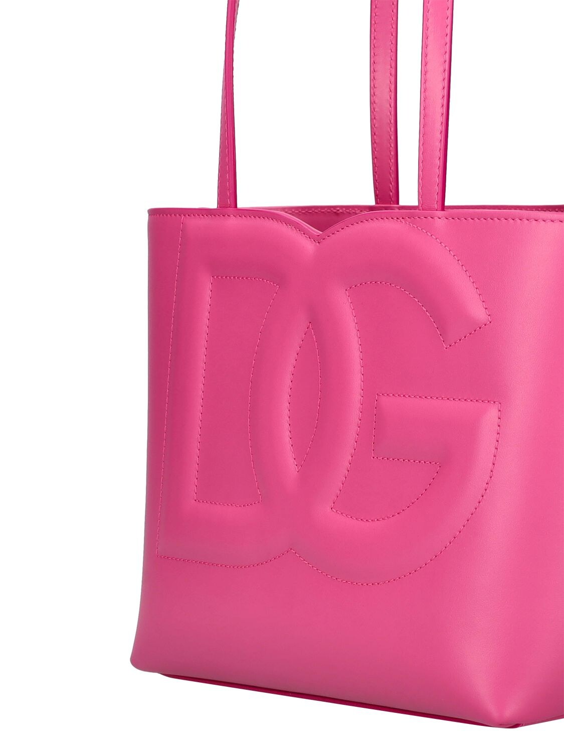 Shop Dolce & Gabbana Small Dg Logo Leather Tote Bag In Glicine