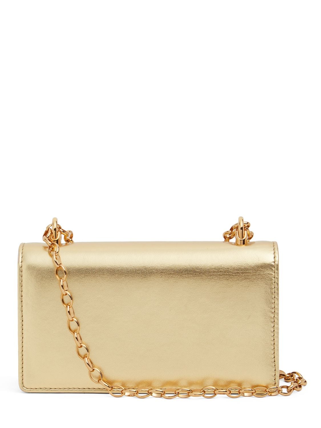 Shop Dolce & Gabbana Mini Dg Girl Leather Shoulder Bag In Gold