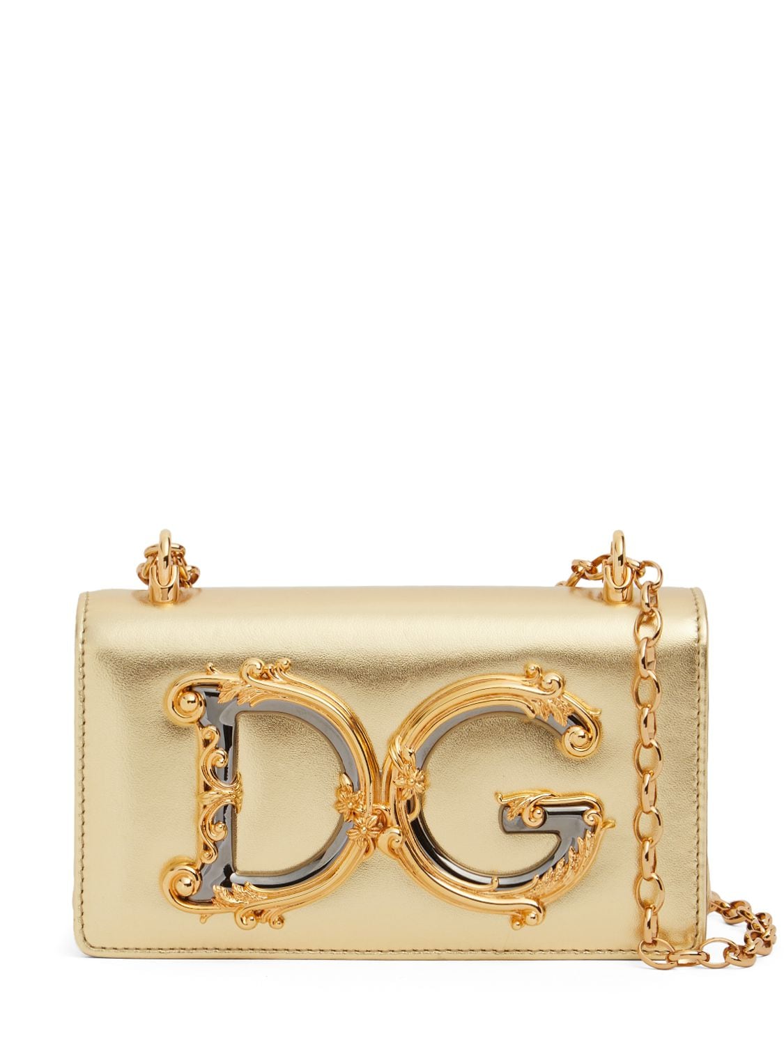 Dolce & Gabbana Dg Girl迷你皮革单肩包 In Gold