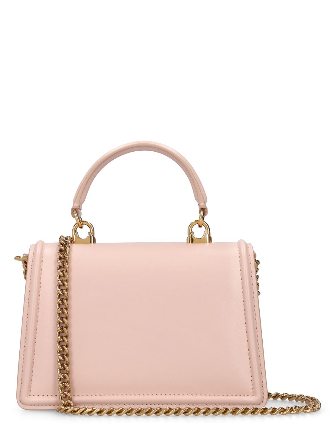 Shop Dolce & Gabbana Mini Devotion Leather Top Handle Bag In Powder Pink