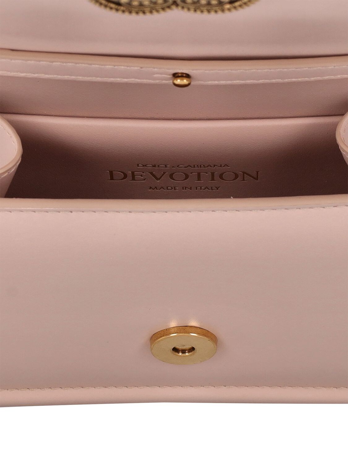 Shop Dolce & Gabbana Mini Devotion Leather Top Handle Bag In Powder Pink