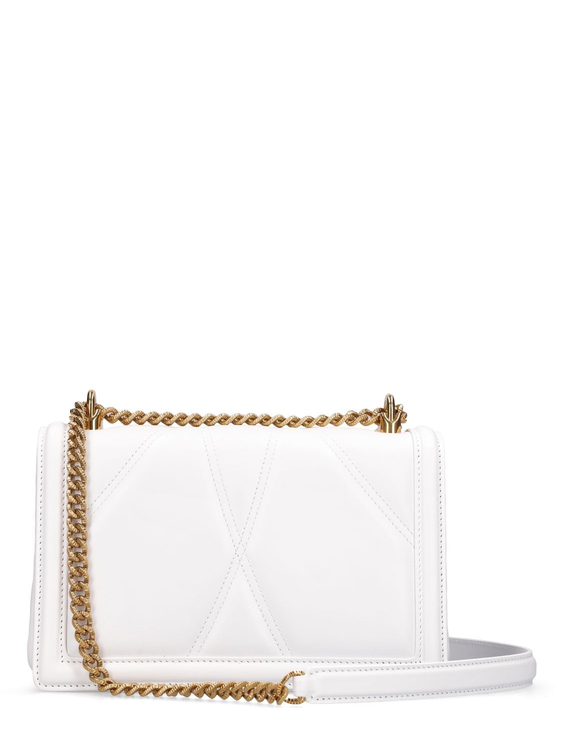 Shop Dolce & Gabbana Devotion Leather Shoulder Bag In White