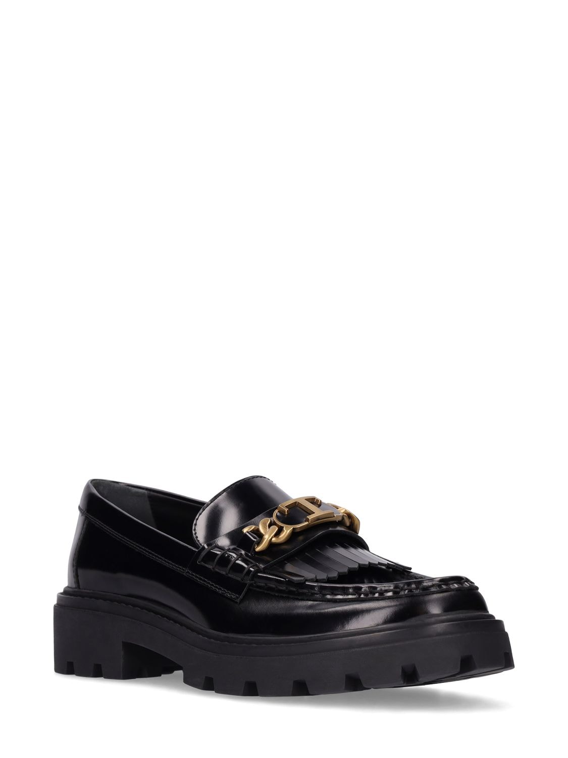 Shop Tod's 30mm Brushed Leather Loafers In Black