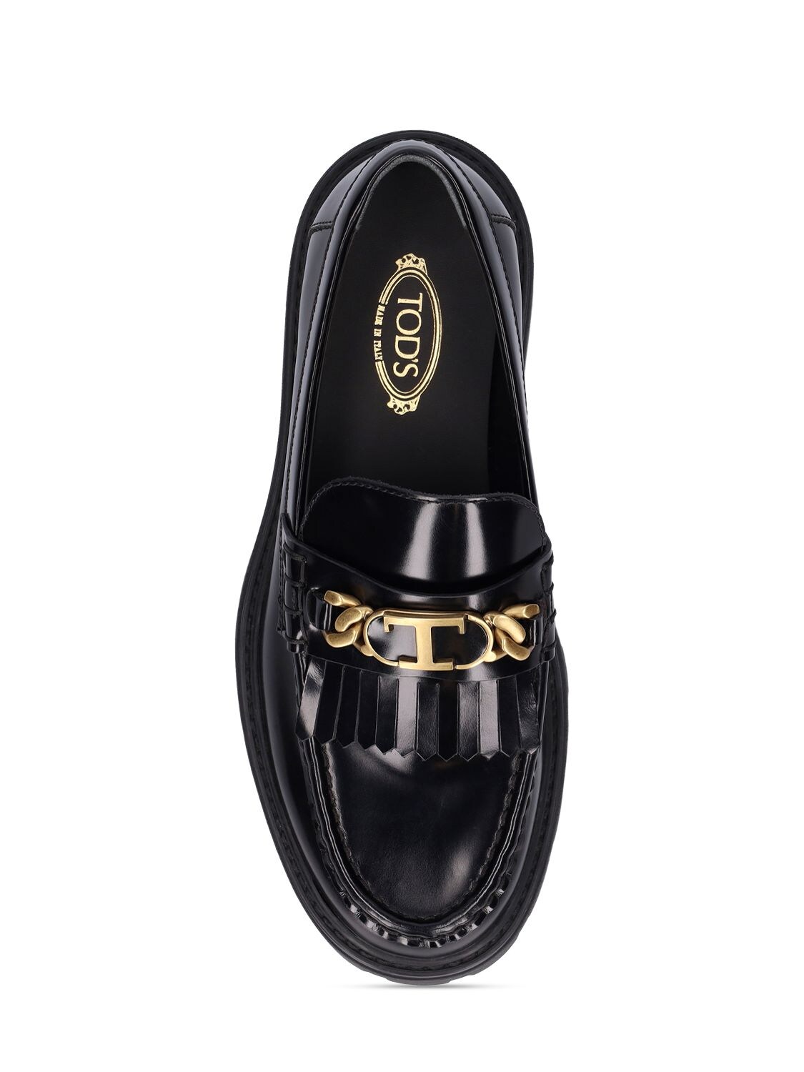 Shop Tod's 30mm Brushed Leather Loafers In Black