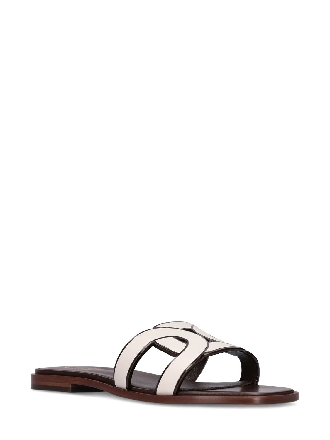 Shop Tod's 10mm Leather Sandals In White