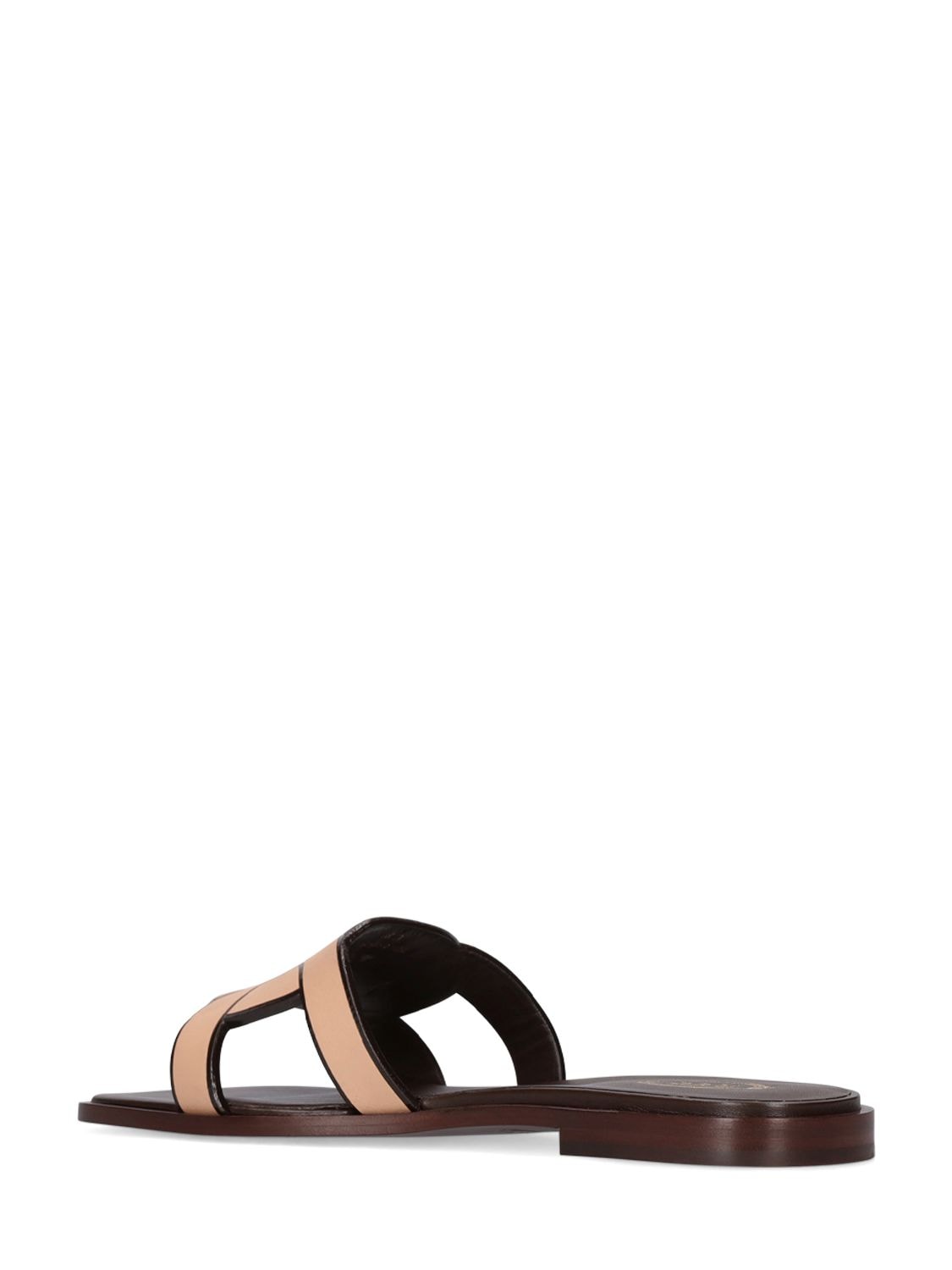 Shop Tod's 10mm Leather Sandals In Beige