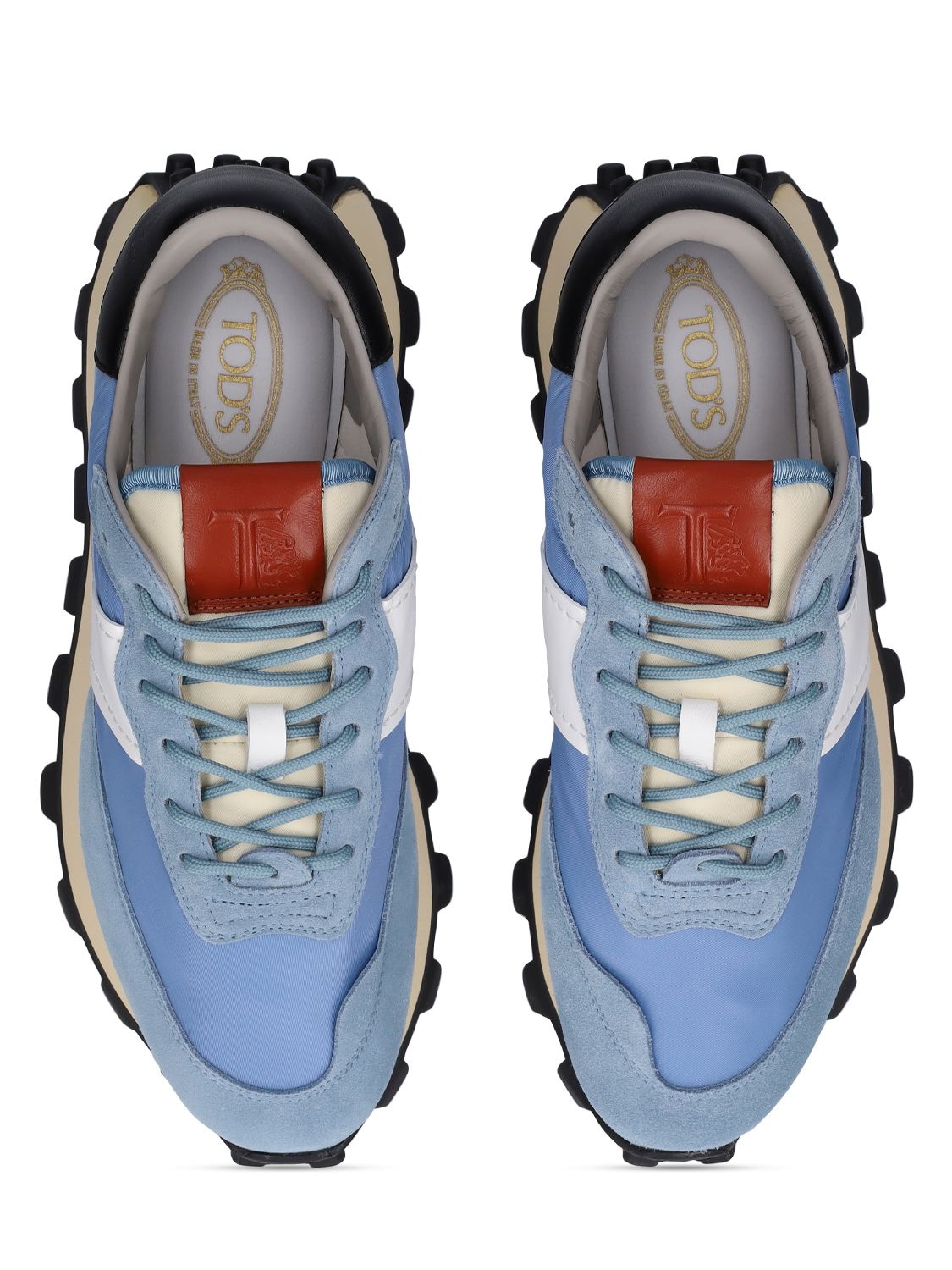 Shop Tod's 30mm Nylon & Leather Sneakers In Blue