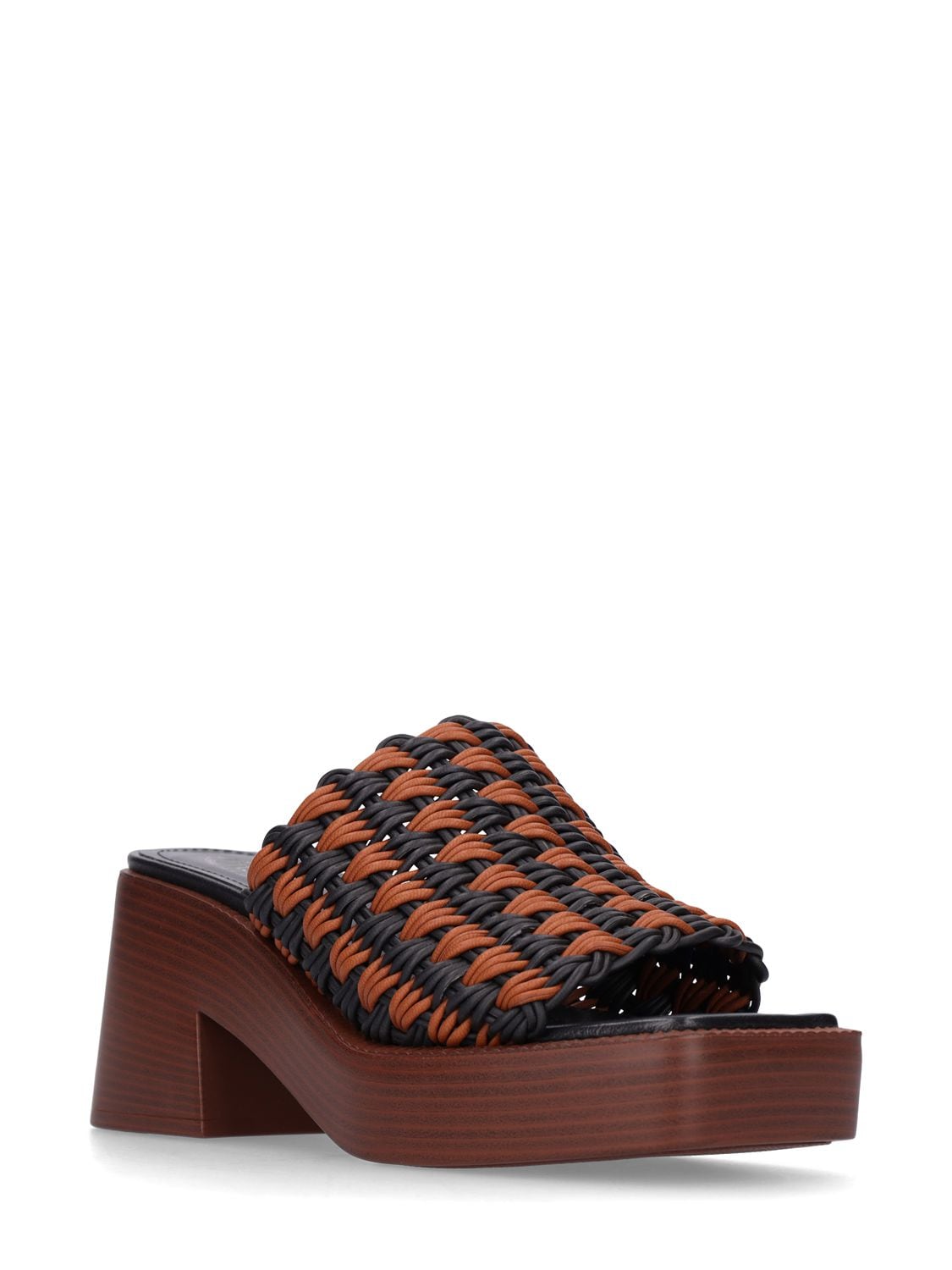 Shop Tod's 75mm Faux Leather Sandals In Black,brown