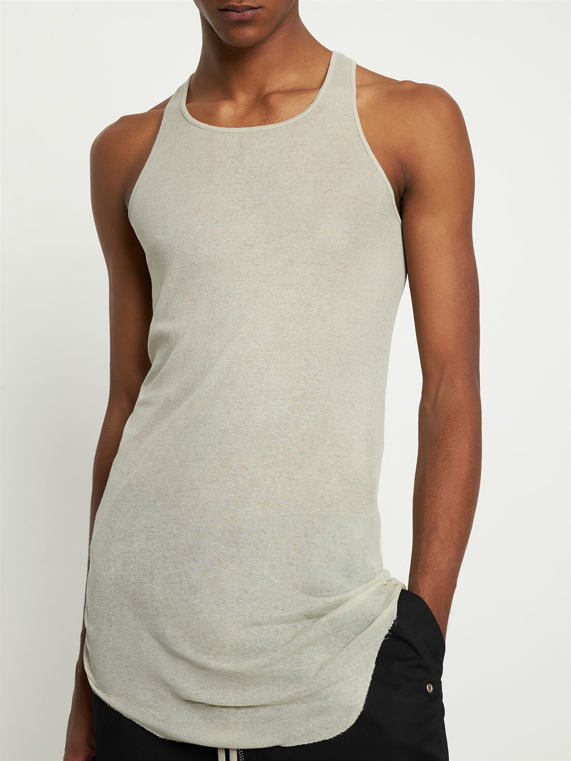 Basic Ribbed Tank Top In Pearl